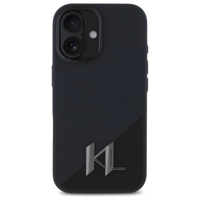 3. Etui Karl Lagerfeld Silicone Shadow Metal Initial MagSafe na iPhone 16 - czarne