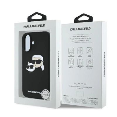 8. Etui Karl Lagerfeld Silicone nauble Heads Print MagSafe na iPhone 16 - czarne