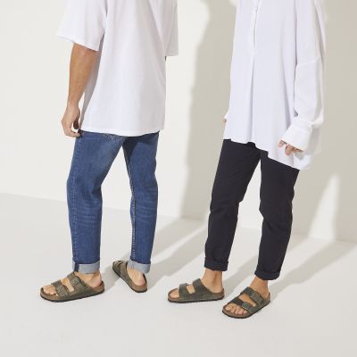 7. Klapki damskie/męskie Birkenstock Arizona Soft Footbed Oiled Leather Narrow Faded Khaki na wąską stopę olejowana skóra (1019377)