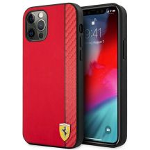 Etui Ferrari On Track Carbon Stripe na iPhone 12 Pro Max - czerwone