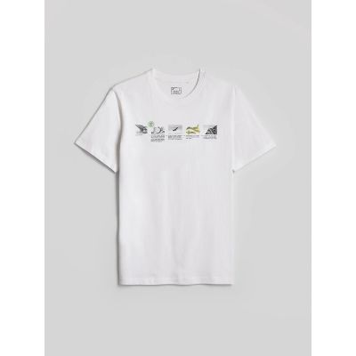 5. T-shirt regular z nadrukiem męski 4F 4FKAW26TTSHM4476-10S