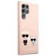 4. Etui Karl Lagerfeld Silicone Ikonik Karl & Choupette na Samsung Galaxy S22 Ultra - jasnoróżowe