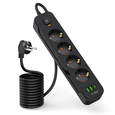 2. Listwa zasilająca Tech-Protect PCL4X3 4 gniazda 240V + 2xUSB-A + 1xUSB-C 200 cm - czarna