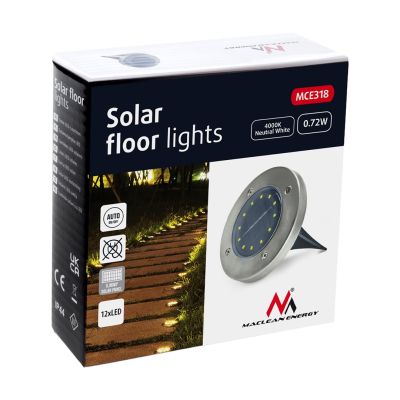 6. MACLEAN SOLARNA LAMPA NAJAZDOWA OGRODOWA LED IP44, 12 LED SMD, 4000K MCE318