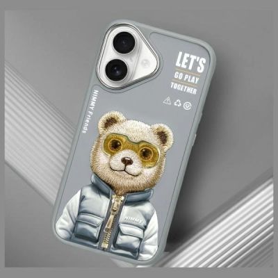 11. Etui Nimmy Cool&Cute 2.0 Bear na iPhone 16 - szare