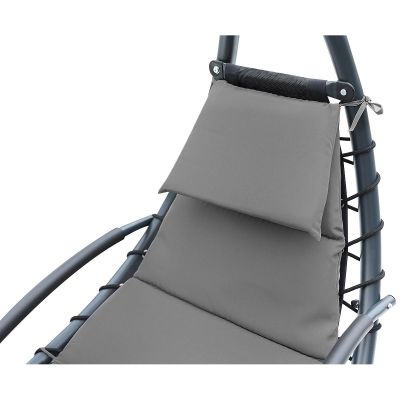 10. HUŚTAWKA FOTEL BUJANY Z PARASOLEM LIZBONA CIEMNO SZARA