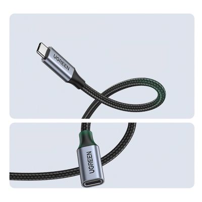 7. Kabel Ugreen US372 80810 USB-C - USB-C PD QC 100W 5A 10Gbps 0.5m - szary