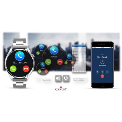 5. Smartwatch GIEWONT Vertex SmartCall GW450-4 Silver/Carbon Silikon