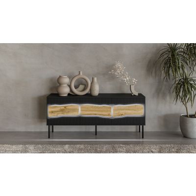 5. Szafka RTV INSERTO 3D 143,5x40x61,5 czarny + LED