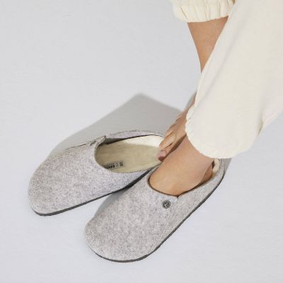5. Kapcie męskie/damskie ocieplane Birkenstock Zermatt Light Gray z wełnianego filcu regular szerokie (1015092)
