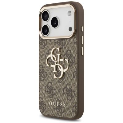 3. Etui Guess 4G Strap 4G Classic Logo Metal Trims na iPhone 18 Pro / 17 Pro-  brązowe