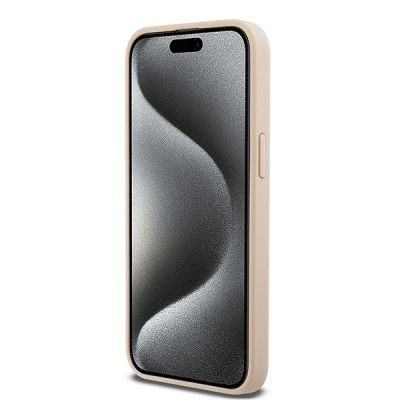 5. Etui DKNY Leather Mono Stripe & Metal Logo na iPhone 15 Pro Max - różowe