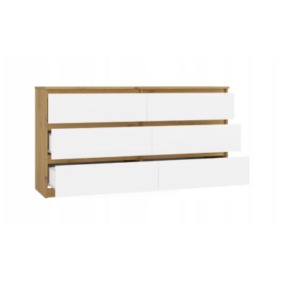 2. M6 MALWA KOMODA 140 CM 6 SZUFLAD ART/BIEL KOMPLET