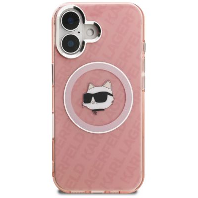 3. Etui Karl Lagerfeld IML Choupette Head Logo MagSafe na iPhone 16 - różowe