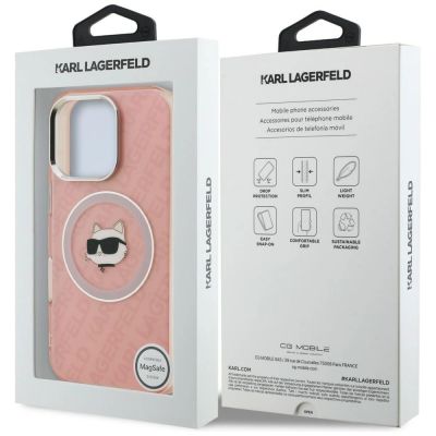 8. Etui Karl Lagerfeld IML Choupette Head Logo MagSafe na iPhone 16 Pro Max - różowe