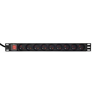 11. GEMBIRD LISTWA ZASILAJĄCA RACK (PDU) 9 GNIAZD FR, 1U, 16A, WTYK FR, 2M