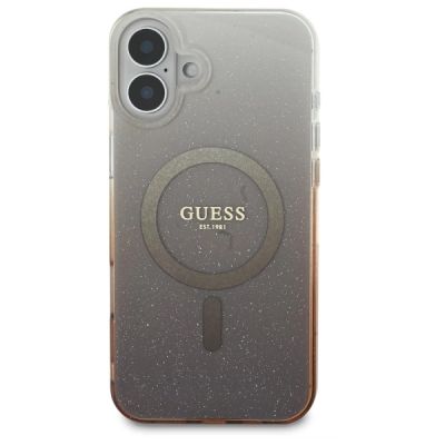 3. Etui Guess IML Glitter Gradient MagSafe na iPhone 16 - brązowe