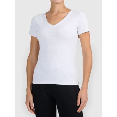 T-shirt basic z dekoltem typu serek damski 4F 4FWMM00TTSHF3307-27M