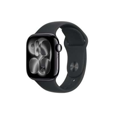 3. Apple Watch Series 11 GPS + Cellular 42mm Głęboka aluminiowa koperta z czarnym paskiem sportowym - M/L