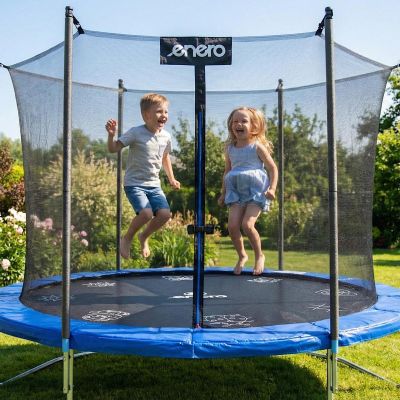 12. TRAMPOLINA BATUTA OGRODOWA SKŁADANA Z SIATKĄ WEWNĘTRZNĄ 8FT 244CM ENERO