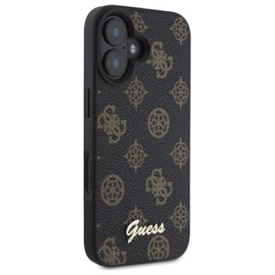 4. Etui Guess Peony Script MagSafe na iPhone 16 - czarne