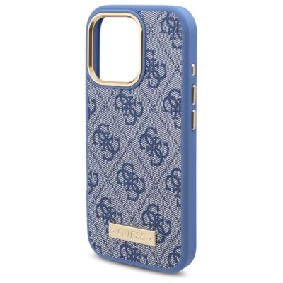 6. Etui Guess 4G Logo Plate MagSafe na iPhone 16 Pro Max - niebieskie