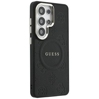 4. Etui Guess Saffiano Peony Embossed Ring MagSafe na Samsung Galaxy S26 Ultra - czarne