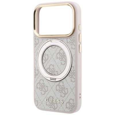 6. Etui Guess Ring Stand 360 4G Classic Logo MagSafe na iPhone 17 Pro Max / 18 Pro Max - różowe