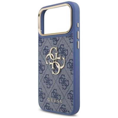6. Etui Guess 4G Big 4G Classic Logo Big Strap Metal Buttons na iPhone 18 Pro Max / 17 Pro Max - niebieskie
