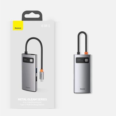 21. Baseus Metal Gleam 4w1 wielofunkcyjny HUB USB Typ C - USB Typ C Power Delivery 100 W / HDMI 4K 30 Hz / USB 3.2 Gen 1 / USB 2.0 (CAHUB-CY0G)