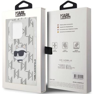 8. Etui Karl Lagerfeld IML Choupette Head & Monogram na iPhone 15 Pro Max - przezroczyste