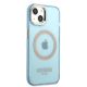 4. Etui Guess Gold Outline Translucent MagSafe na iPhone 13 - niebieskie
