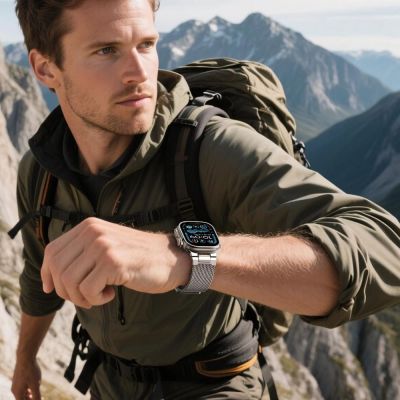 6. Bransoleta Tech-Protect Milano Vanguard na Apple Watch (44 / 45 / 46 / 49 mm) - tytanowa