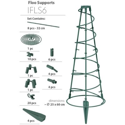 9. PODPORA DO ROŚLIN FLOO SUPPORTS STOŻKOWA 25X60CM ZIELONY LEŚNY