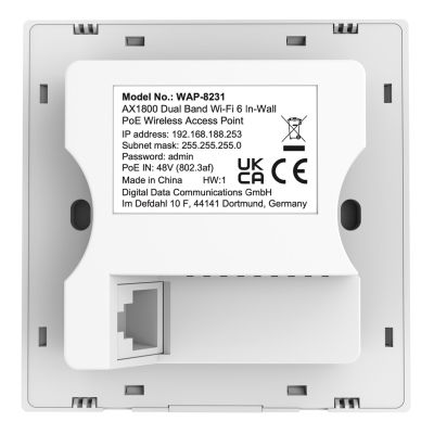 5. Dwuzakresowy bezprzewodowy punkt dostępowy PoE LevelOne AX1800 Dual-Band Wi-Fi 6 - 1800 Mbps - 574 Mbps - 1201 Mbps - 10,100,1000 Mbps - 2,412 - 2,484 - 5.18 - 5.825 GHz - IEEE 802.11a - IEEE 802.11ac - IEEE 802.11ax - IEEE 802.11b - IEEE 802.11g - IEEE 8