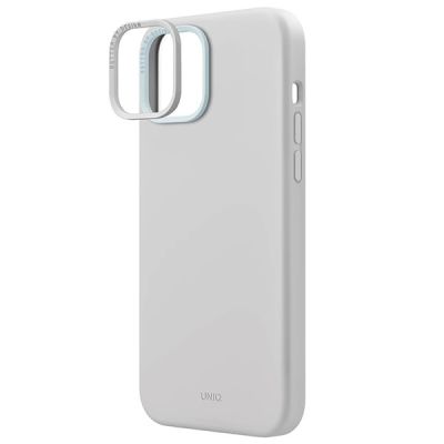 4. Etui UNIQ Lino Hue Magclick Charging do iPhone 15 - jasnoszare