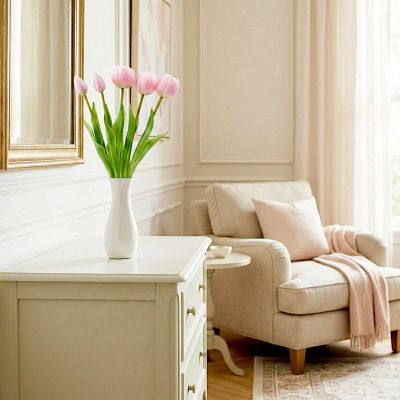 7. BUKIET 5 TULIPANÓW PIWONIOWYCH RÓŻOWYCH 39CM JAK ŻYWYCH DEKORACJA WIOSENNA