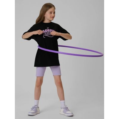 4. T-shirt oversize z nadrukiem dziewczęcy 4F 4FJRAW26TTSHF4242-20S