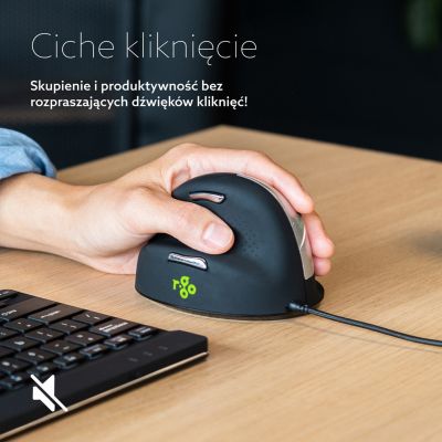 24. Ergonomiczna mysz R-Go HE leworęczna USB czarna/srebrna