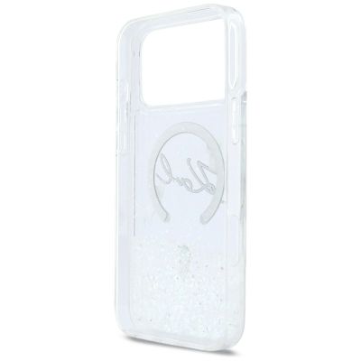 7. Etui Karl Lagerfeld Liquid Glitter Karl Script Logo MagSafe na iPhone 17 Pro Max - przezroczyste