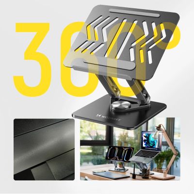 2. Podstawka pod laptopa, tablet Wozinsky WRS-CPY84SB 360 aluminiowa + Gratis! podstawka do smartfona - czarna