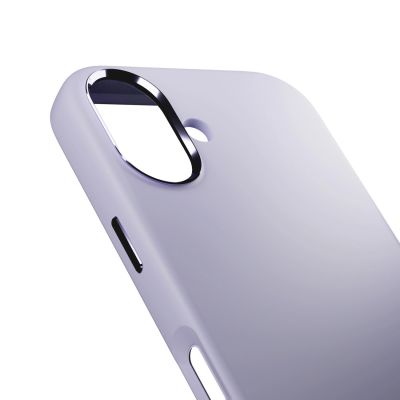 5. Etui silikonowe Puro Icon Mag Pro Liquid Silicone na iPhone 17 kompatybilne z MagSafe, z ochroną aparatu i aluminiowymi przyciskami - lawendowe