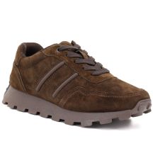 Skórzane półbuty sneakersy platformy brązowy S.Barski