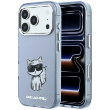 Etui Karl Lagerfeld IML Choupette Body Sketch Print MagSafe na iPhone 17 Pro / 18 Pro - jasnoniebieskie