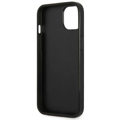 7. Etui Guess Saffiano Triangle Logo na iPhone 13 mini - srebrne