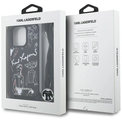 7. Etui Karl Lagerfeld Crossbody Grained Pattern & Logo do iPhone 16 Pro - czarne