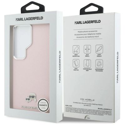 8. Etui Karl Lagerfeld Saffiano KC Metal Logo MagSafe na Samsung Galaxy S26 Ultra - różowe
