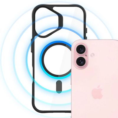 10. Etui 3mk Satin Armor MagCase z MagSafe na iPhone 16 - przezroczyste z czarną ramką