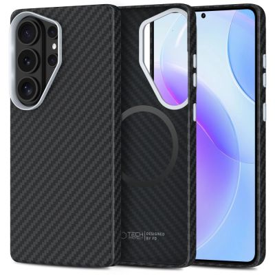 Etui Tech-Protect Ion Carbon MagSafe na Samsung Galaxy S26 Ultra - czarno-srebrne
