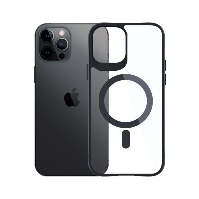 6. Etui 3mk Satin Armor MagCase z MagSafe na iPhone 12 Pro Max - przezroczyste z czarną ramką